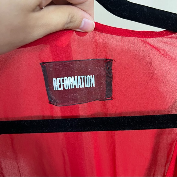 Reformation Frances Red Wrap Dress - Picture 6 of 8